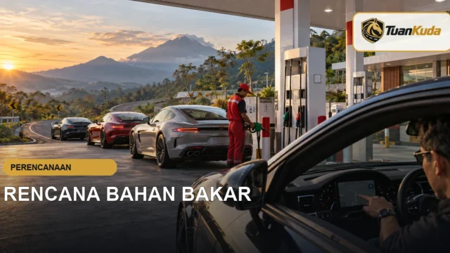Rombongan touring melakukan pemberhentian bahan bakar terencana