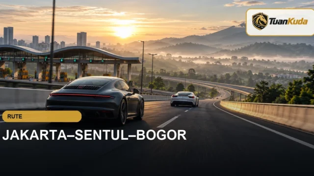 Mobil sport menempuh rute Jakarta Sentul Bogor saat matahari terbit