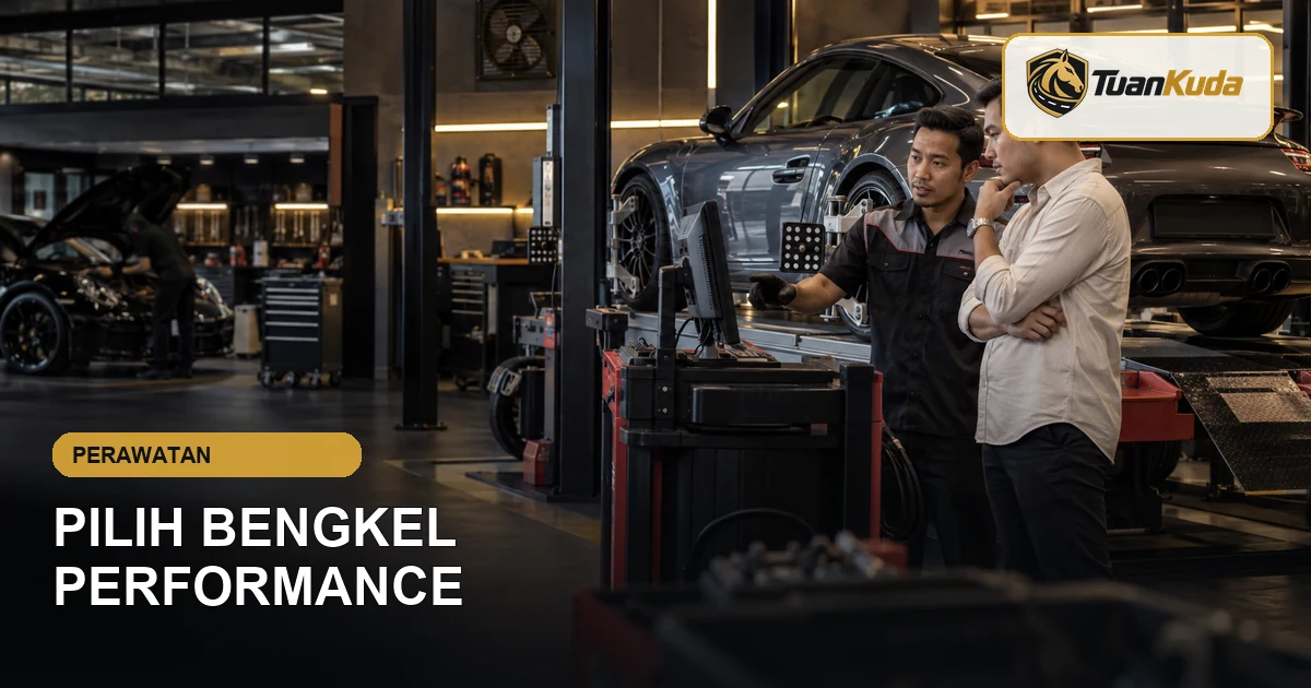 Pemilik mobil membandingkan fasilitas bengkel performance