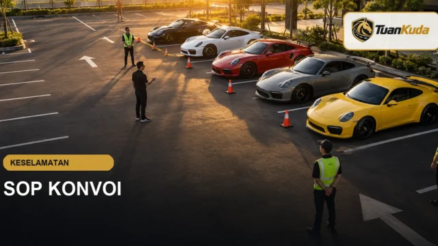 Formasi kendaraan dan briefing SOP konvoi mobil sport