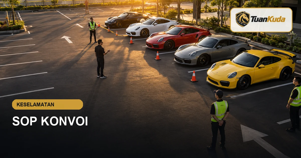 Formasi kendaraan dan briefing SOP konvoi mobil sport