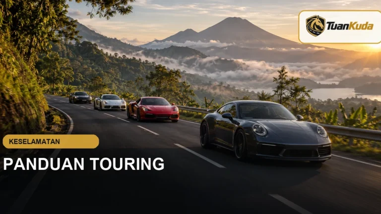 Konvoi touring mobil sport TuanKuda di jalan pegunungan Indonesia