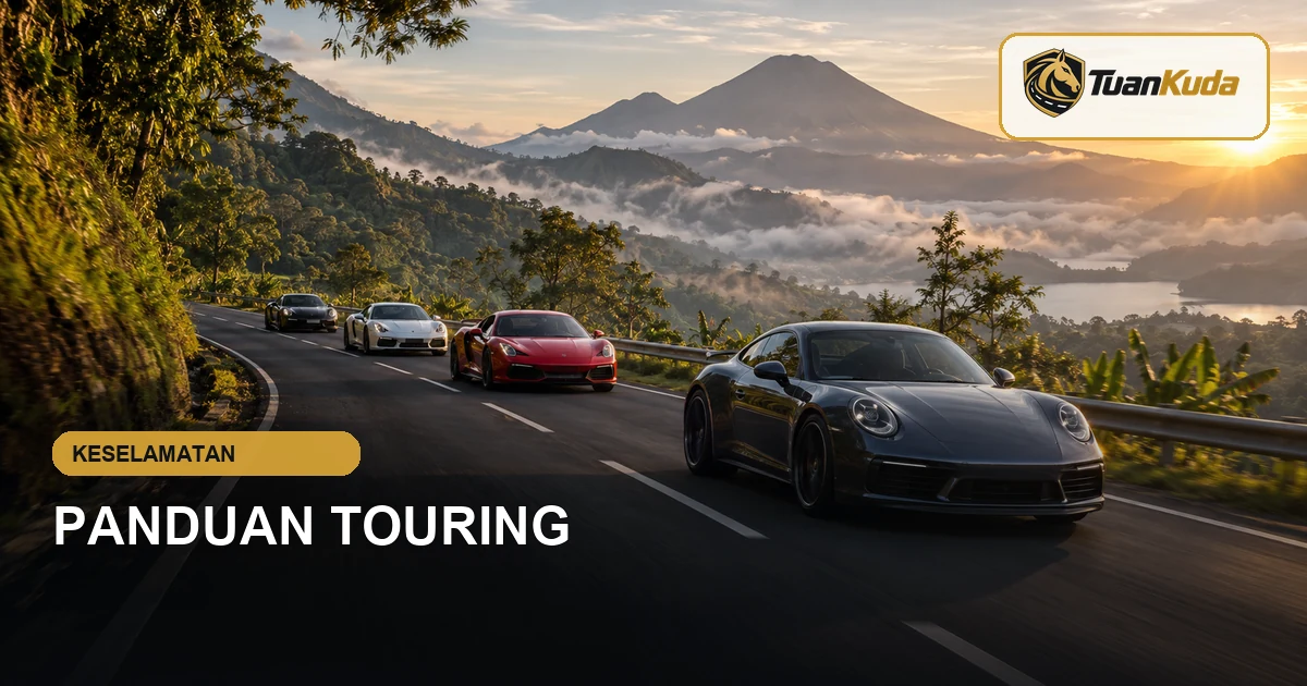 Konvoi touring mobil sport TuanKuda di jalan pegunungan Indonesia