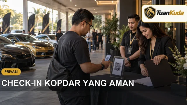 Peserta melakukan check-in kopdar melalui kode QR di meja registrasi