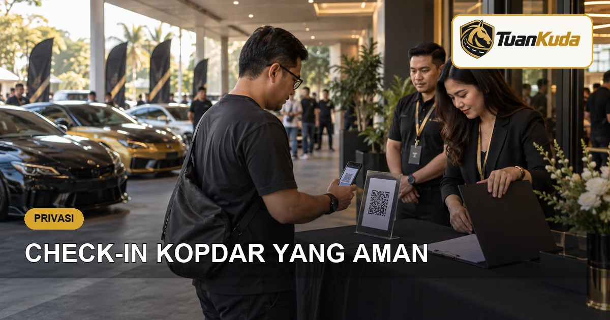 Peserta melakukan check-in kopdar melalui kode QR di meja registrasi
