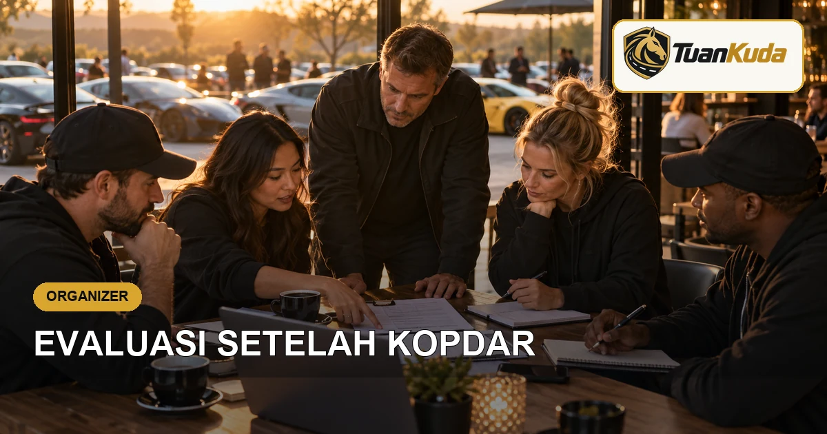 Organizer mengevaluasi catatan acara setelah kopdar mobil