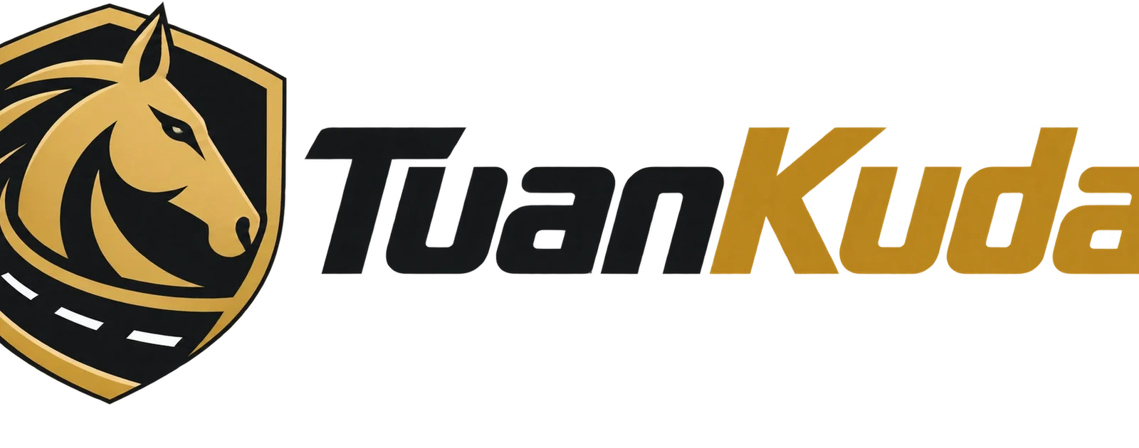 Logo TuanKuda dengan emblem kepala kuda dan jalur jalan