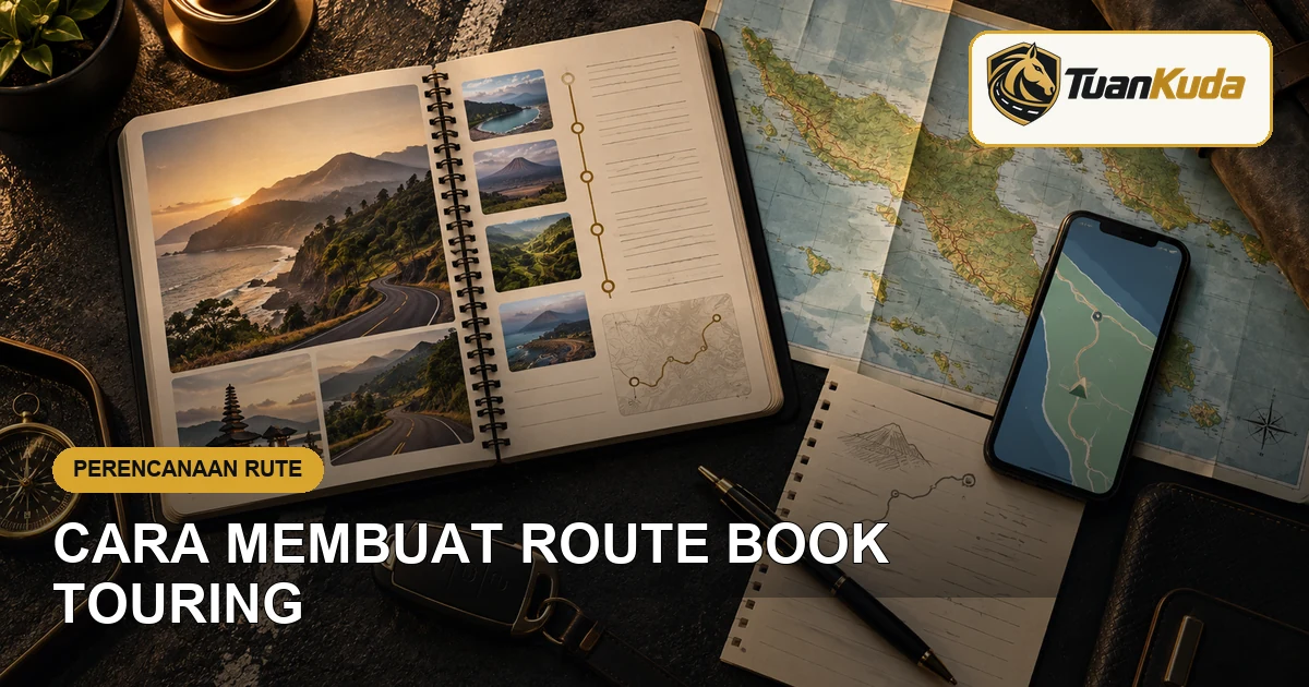 Route book, peta Indonesia, dan catatan rute untuk touring mobil sport